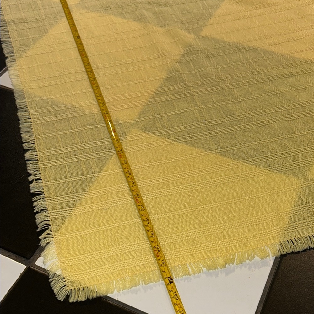 Boho Yellow Tablecloth Matching 14 Napkins Fringed Cotton Dining Decor Retro - Picture 5 of 9